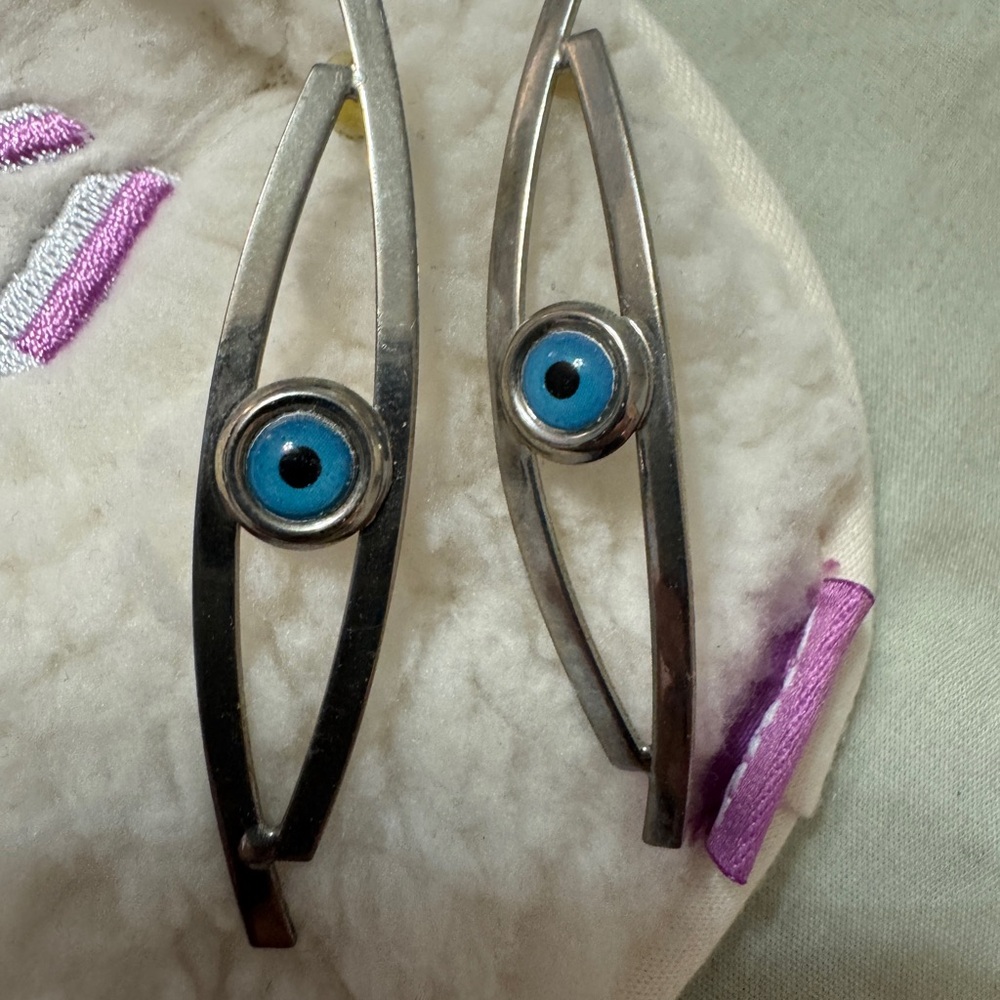 Silver Evil Eye Earrings